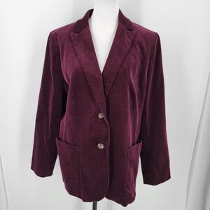 Talbots Blazer Womens 16 Corduroy 2 Button Plum Purple Classic Preppy